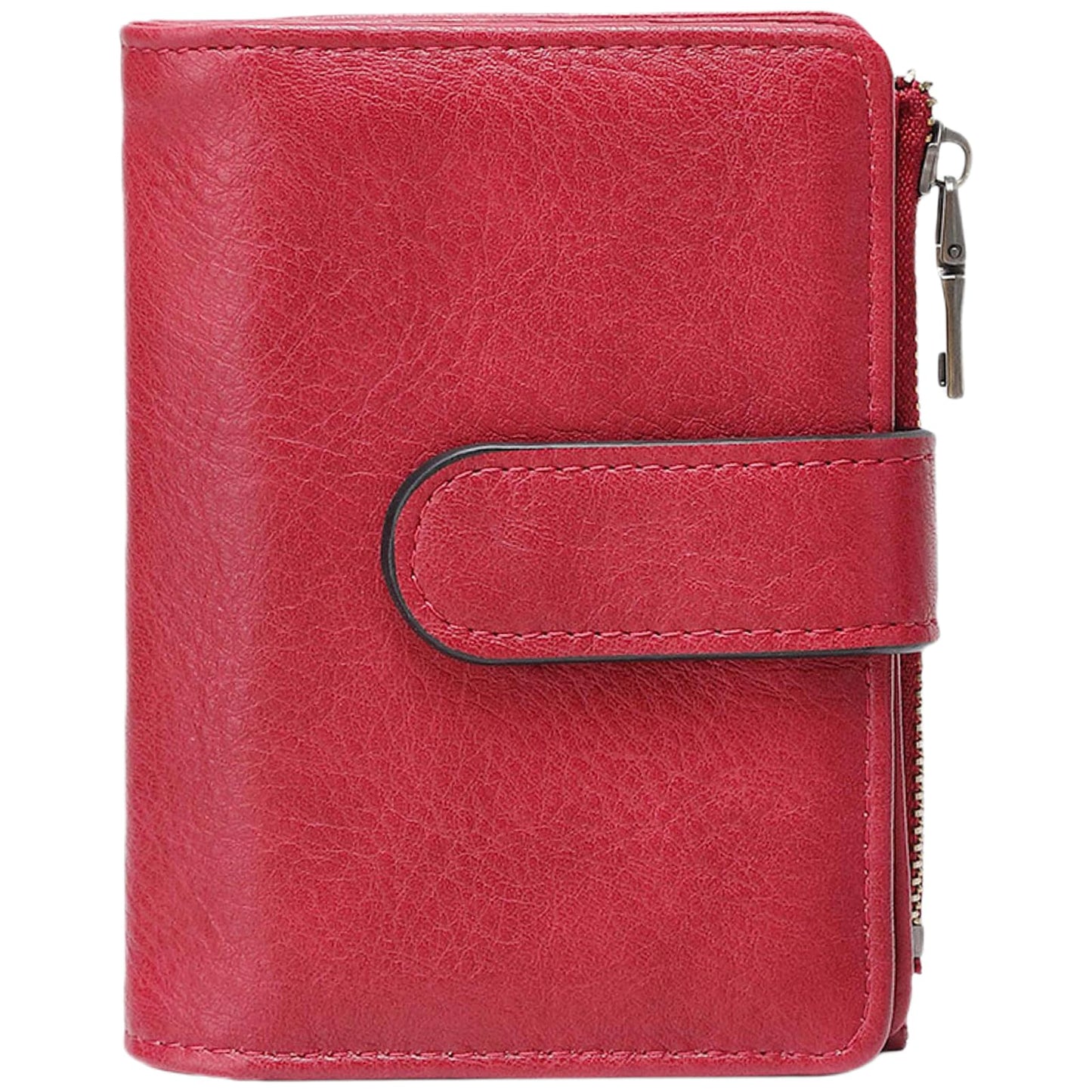 Small RFID Leather Bifold Wallet Coin Pocket Zipper