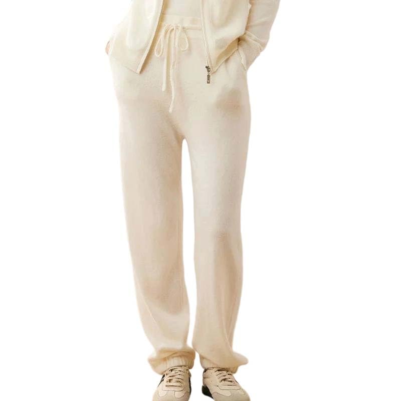 Women Cashmere Knit Jogger Pants High Elastic Casual Trousers