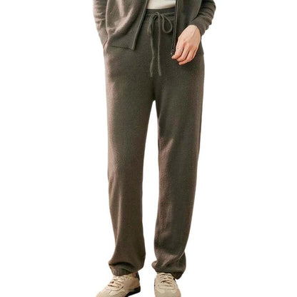 Women Cashmere Knit Jogger Pants High Elastic Casual Trousers