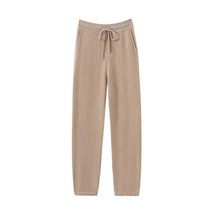Women Cashmere Knit Jogger Pants High Elastic Casual Trousers