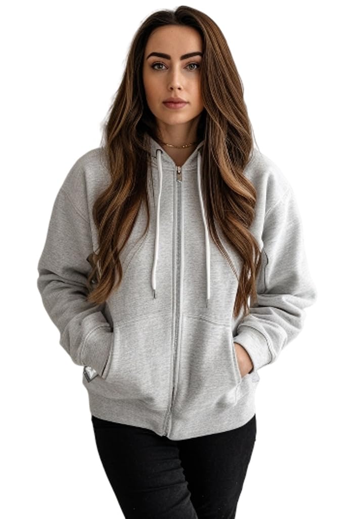 Women EMF Protection Zip Hoodie Silver Fiber Shield Sweatshirt