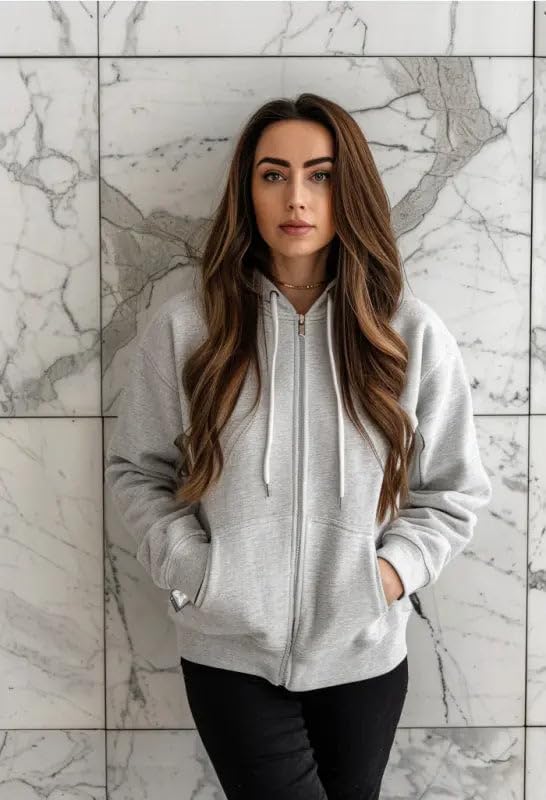 Women EMF Protection Zip Hoodie Silver Fiber Shield Sweatshirt