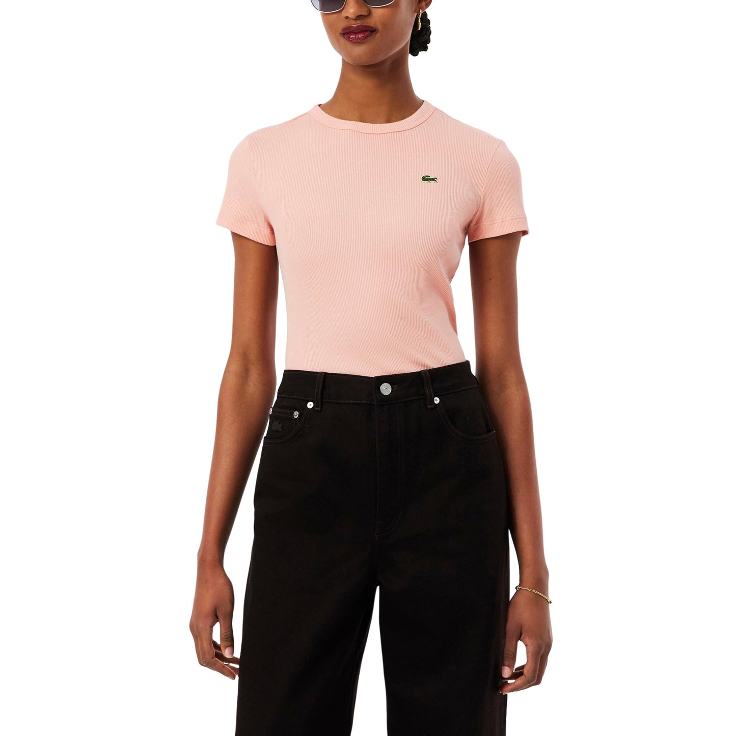 Women's Slim Fit Ribbed Cotton T-Shirt