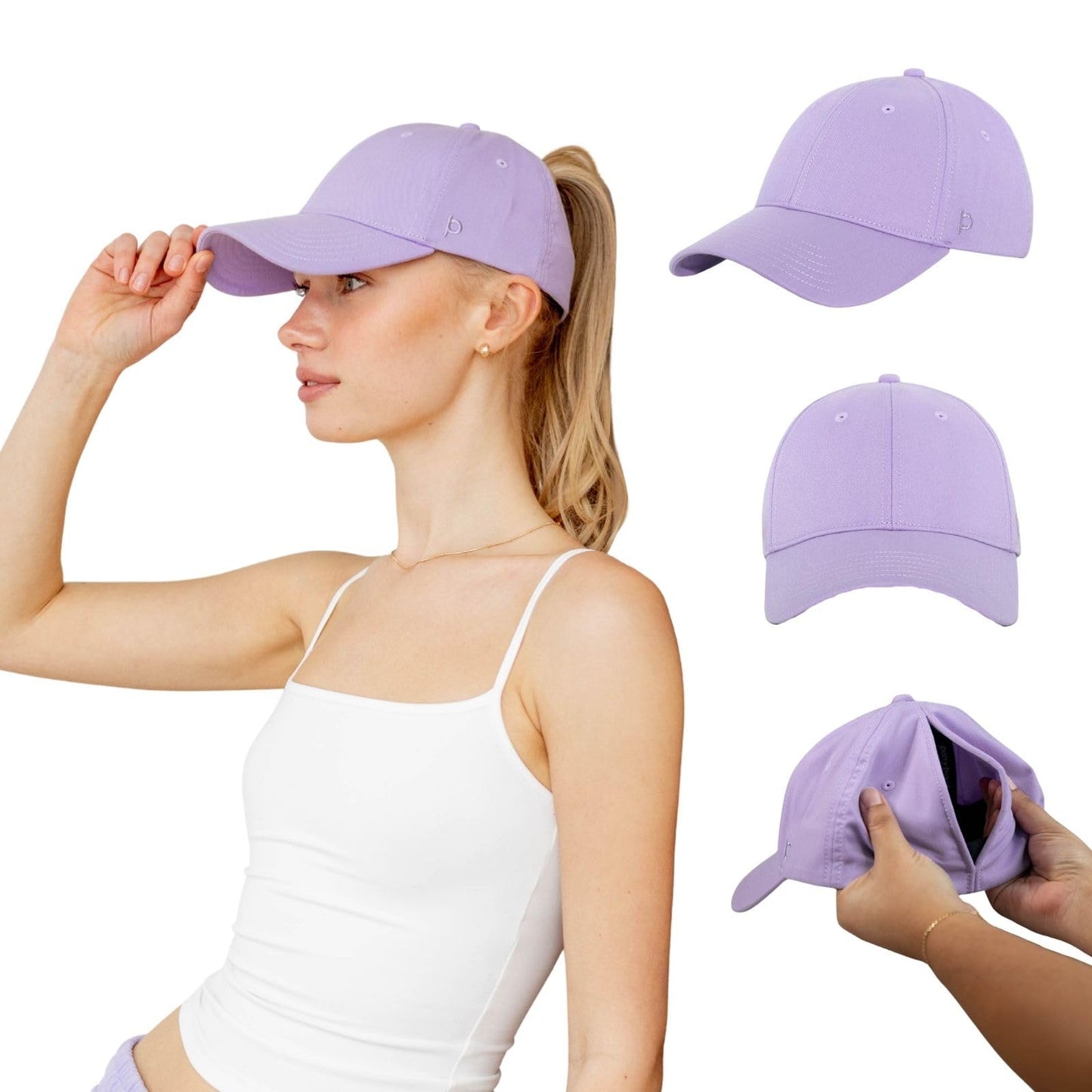 Women Baseball Cap Ponytail Magnetic Closure Adjustable Fit