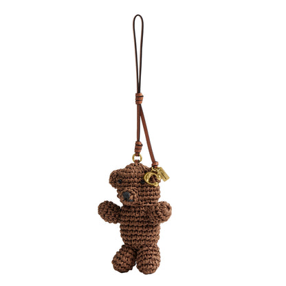Woven Natural Straw Bag Charm Keychain Accessory