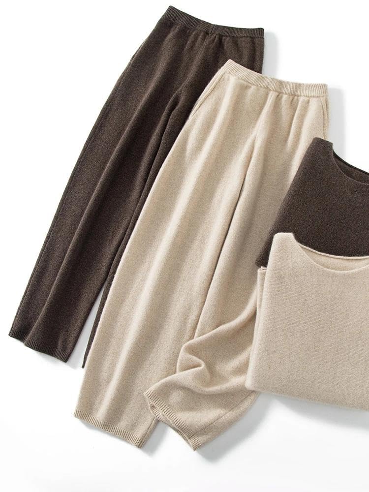 Women Cashmere Harem Jogger Pants Elastic Waist Winter Trousers