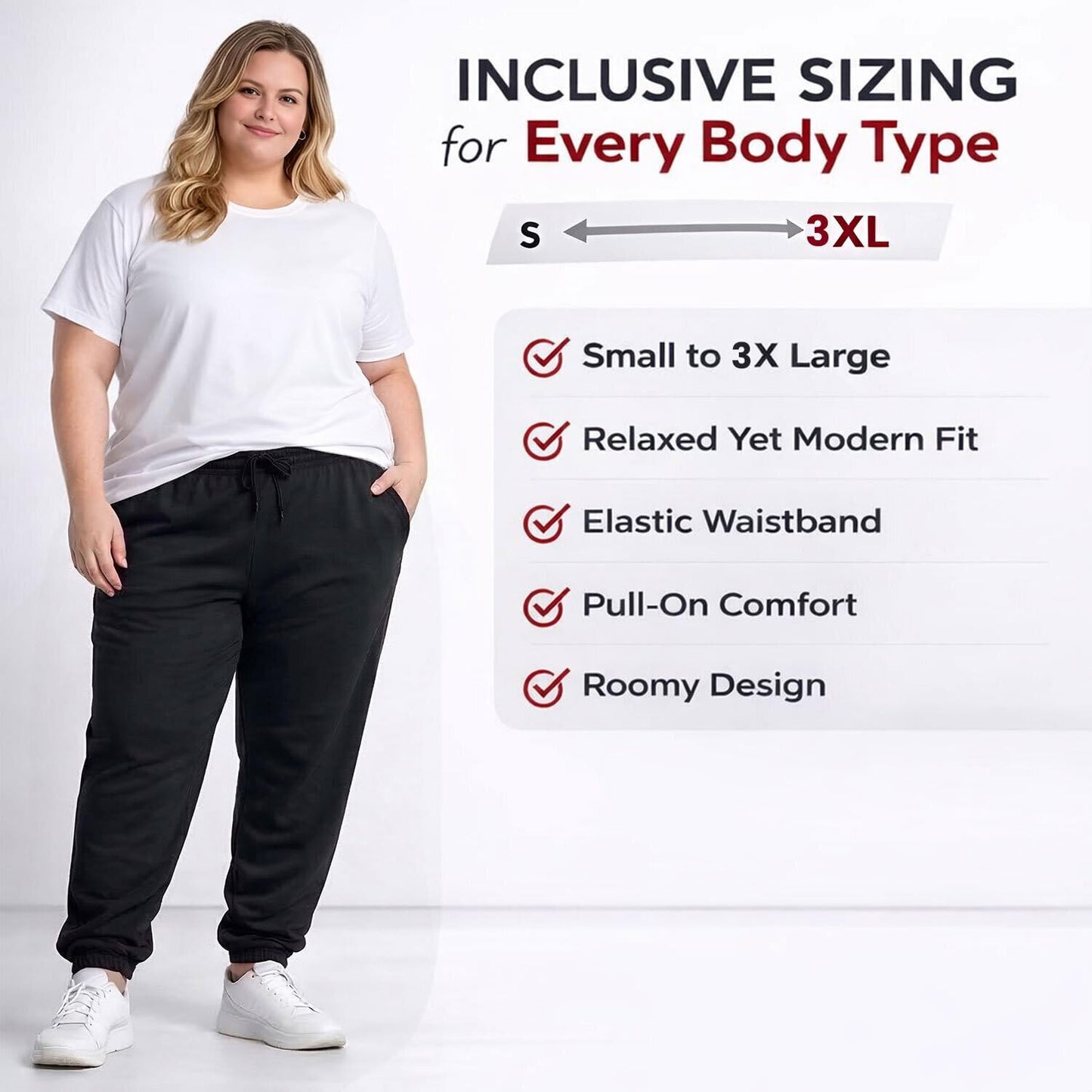 Women Fleece Jogger Sweatpants Bulk Pack Ribbed Cuffs