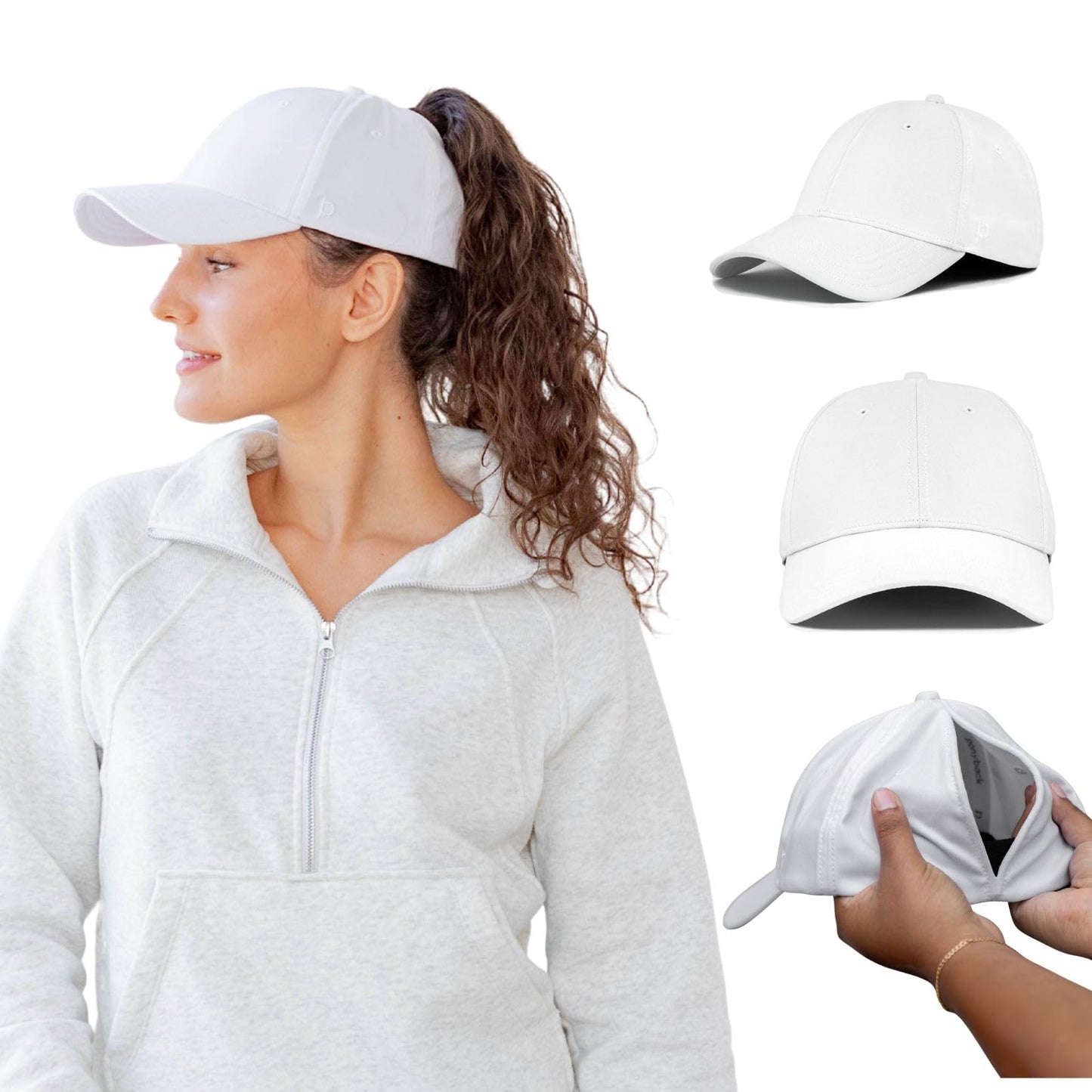 Women Baseball Cap Ponytail Magnetic Closure Adjustable Fit