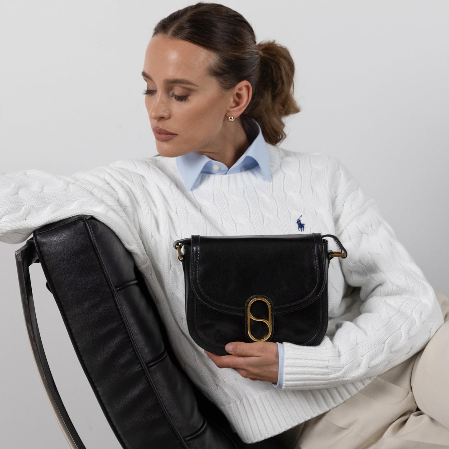 Women Full Grain Leather Crossbody Messenger Bag