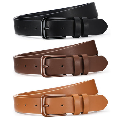 Women Leather Belts 3 Pack Gold Buckle Jeans Dress