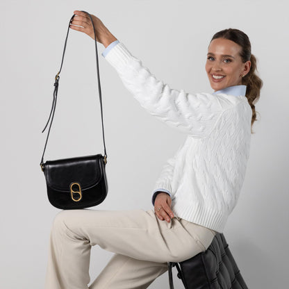 Women Full Grain Leather Crossbody Messenger Bag
