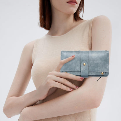 RFID Leather Bifold Wallet Zipper Coin Purse Organizer