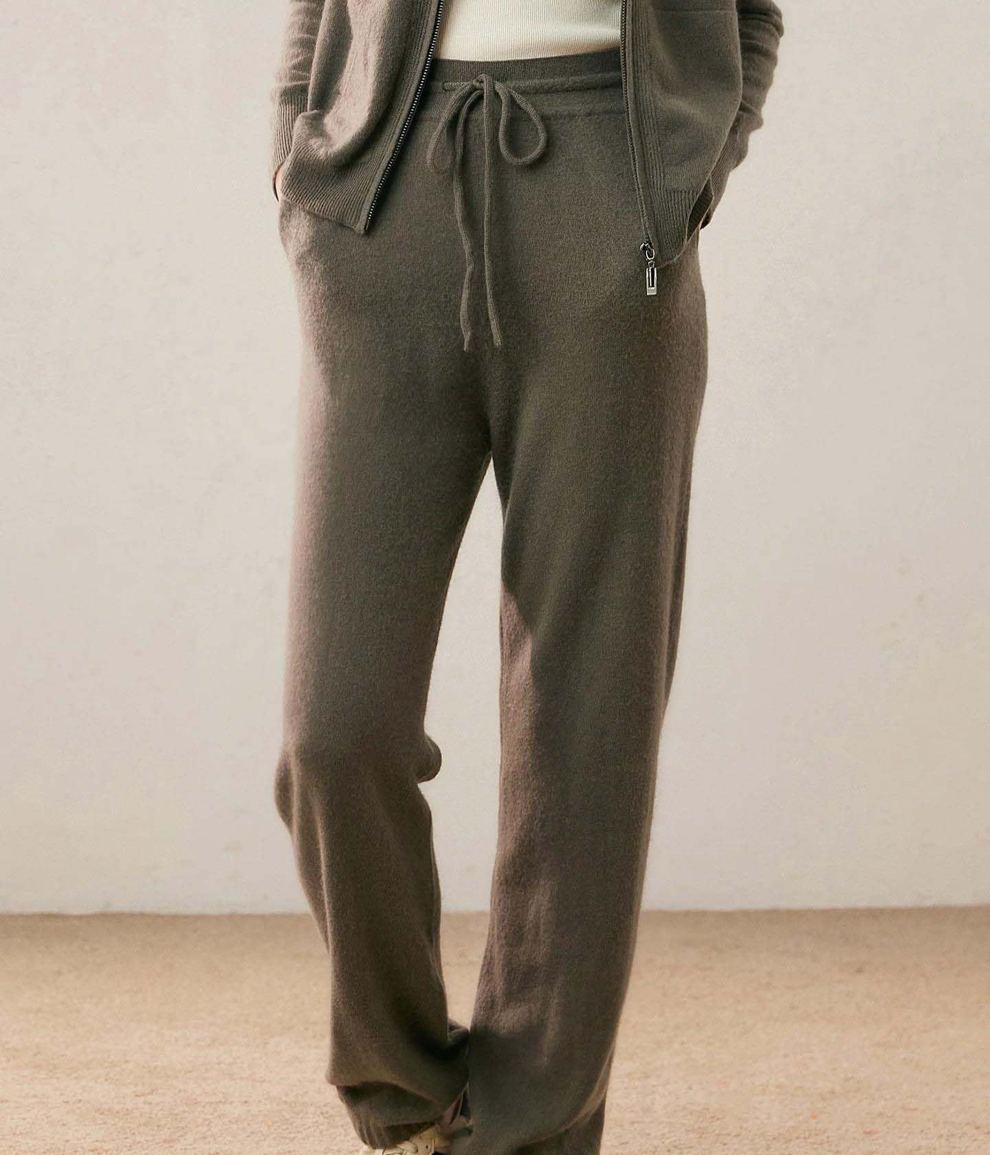 Women Cashmere Knit Jogger Pants High Elastic Casual Trousers