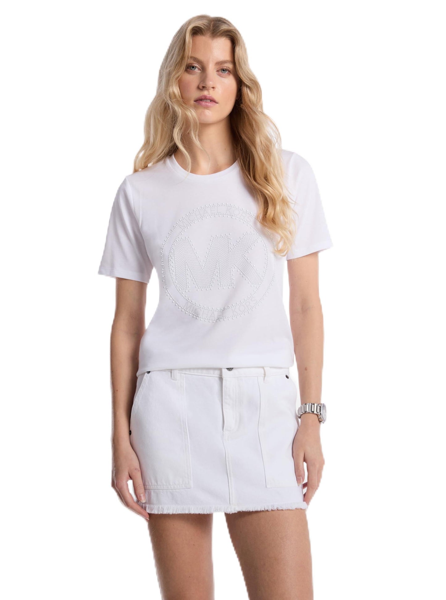 Women's Rhinestud Logo Cotton T-Shirt