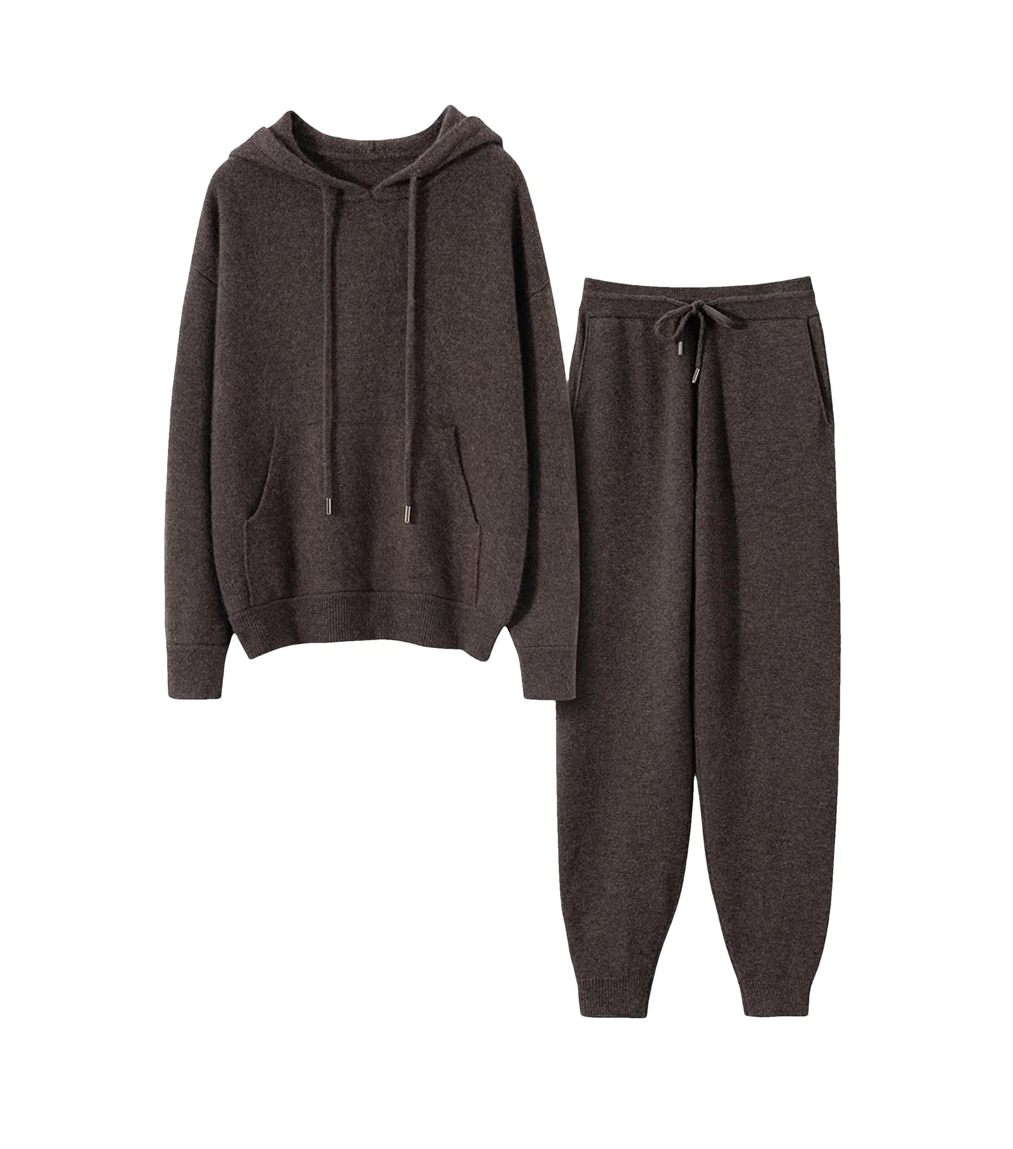 Women Wool Hooded Knit Jogger Set Two Piece Tracksuit