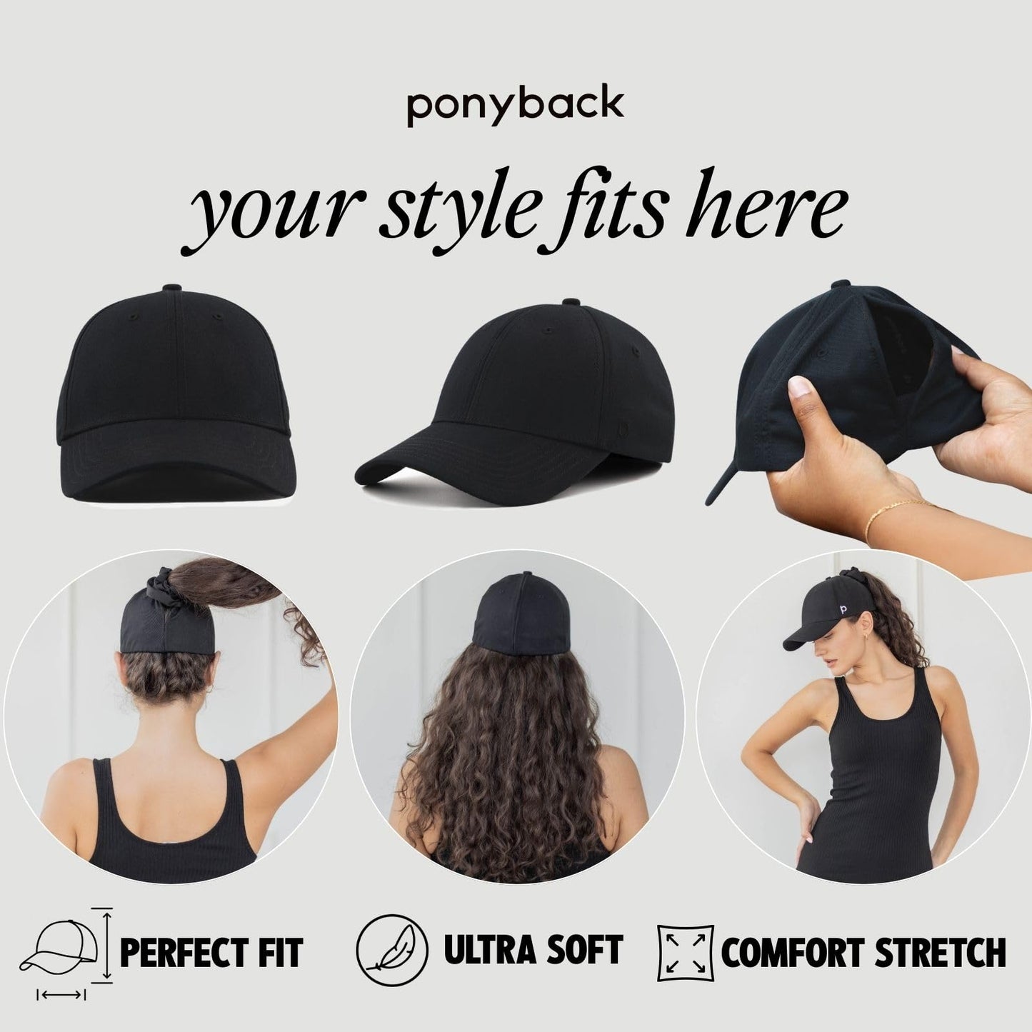 Women Baseball Cap Ponytail Magnetic Closure Adjustable Fit