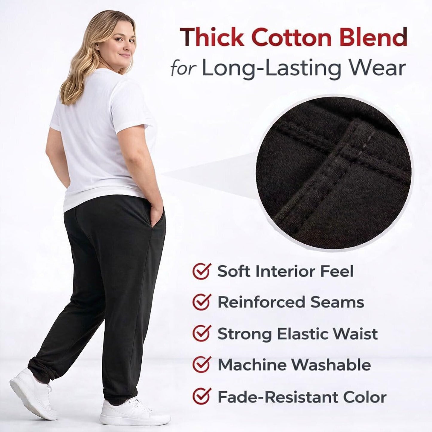 Women Fleece Jogger Sweatpants Bulk Pack Ribbed Cuffs