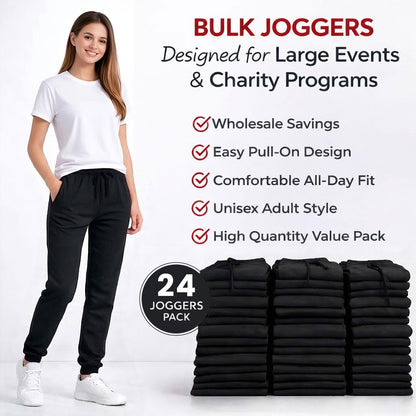 Women Fleece Jogger Sweatpants Bulk Pack Ribbed Cuffs
