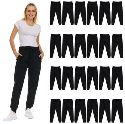 Women Fleece Jogger Sweatpants Bulk Pack Ribbed Cuffs