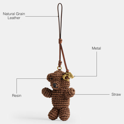 Woven Natural Straw Bag Charm Keychain Accessory