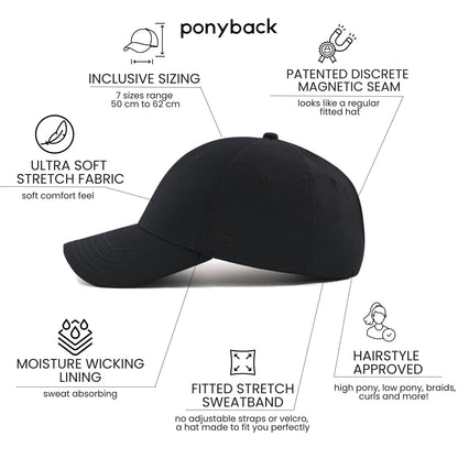 Women Baseball Cap Ponytail Magnetic Closure Adjustable Fit