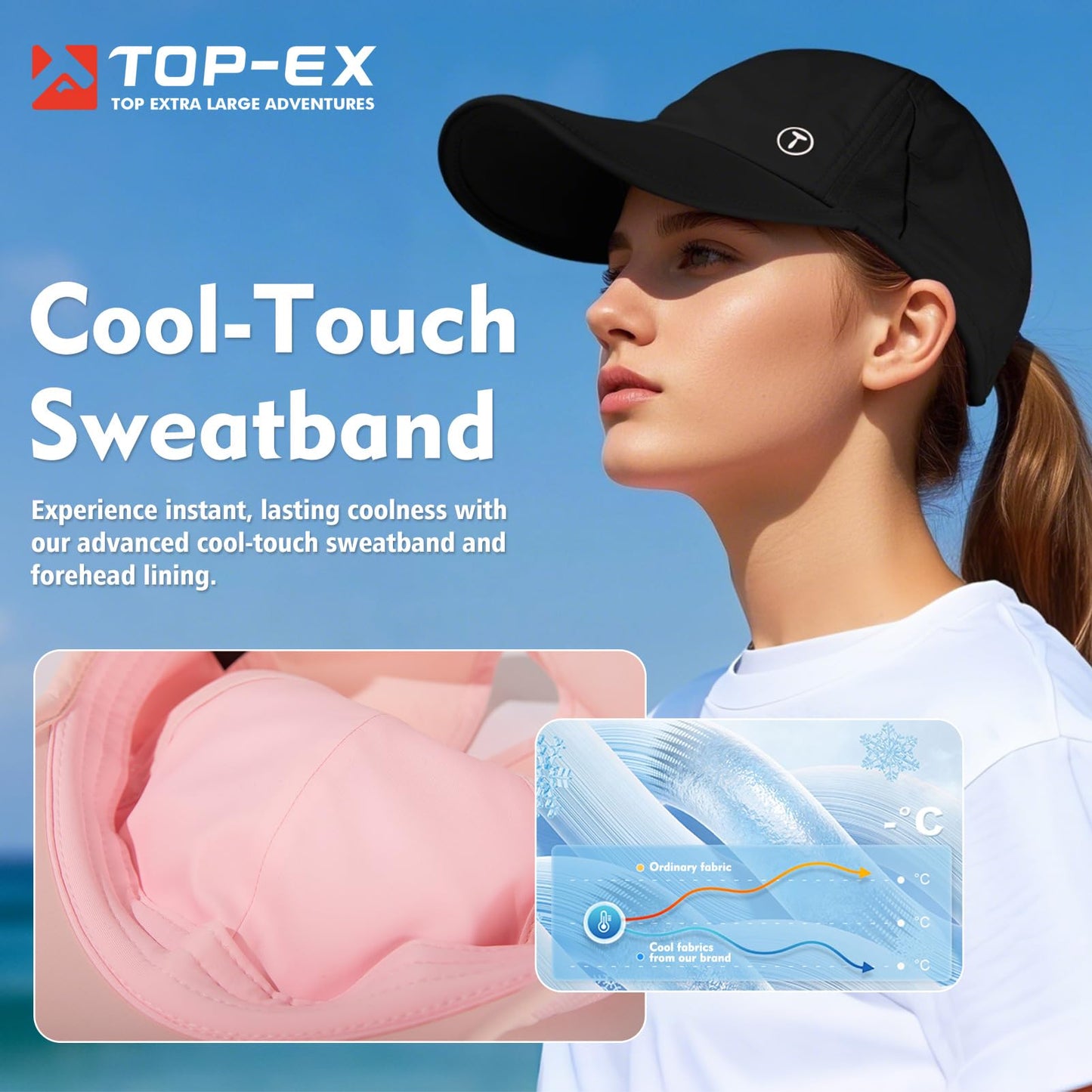 Cooling UV50 High Ponytail Baseball Cap Women Quick Dry Sport Hat