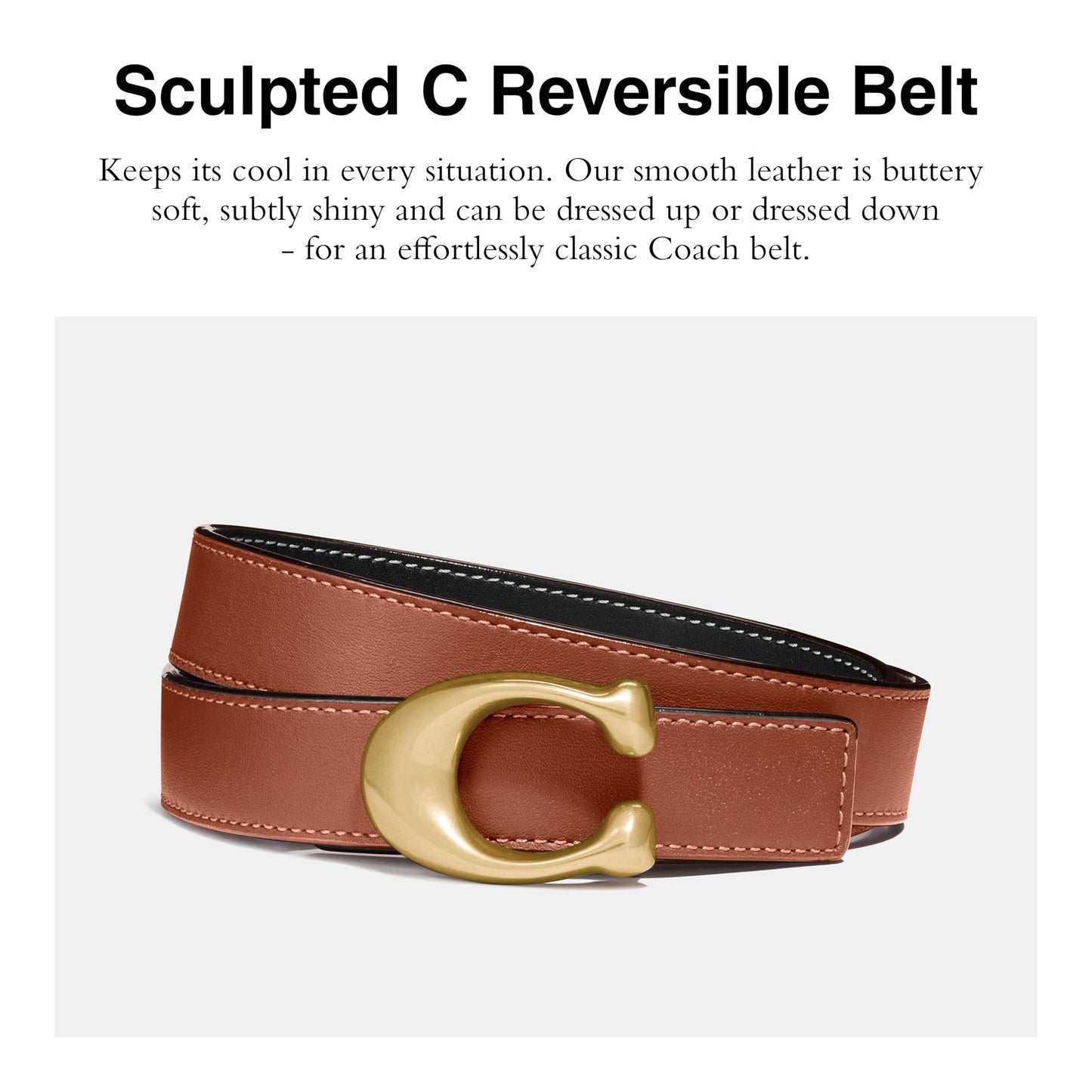 Reversible Sculpted Buckle Leather Belt 25mm Accessory