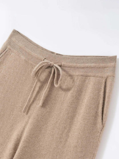 Women Cashmere Knit Jogger Pants High Elastic Casual Trousers