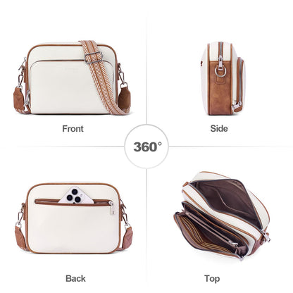 Women Vegan Leather Crossbody Anti-Theft Bag Built Wallet