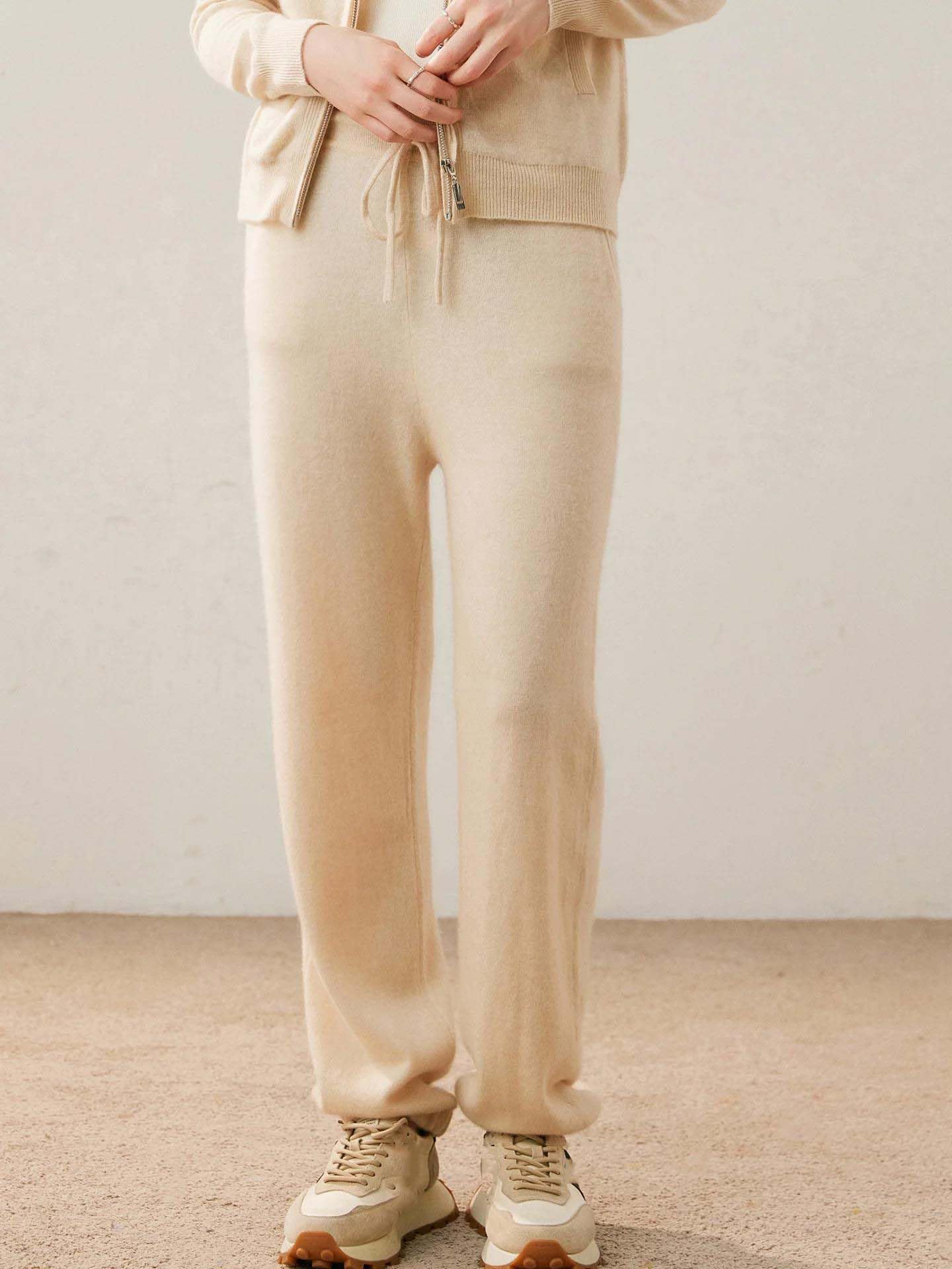 Women Cashmere Knit Jogger Pants High Elastic Casual Trousers