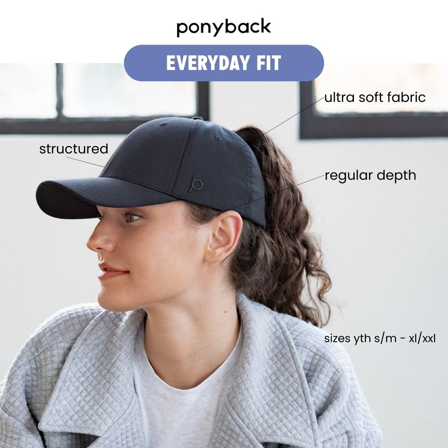 Women Baseball Cap Ponytail Magnetic Closure Adjustable Fit