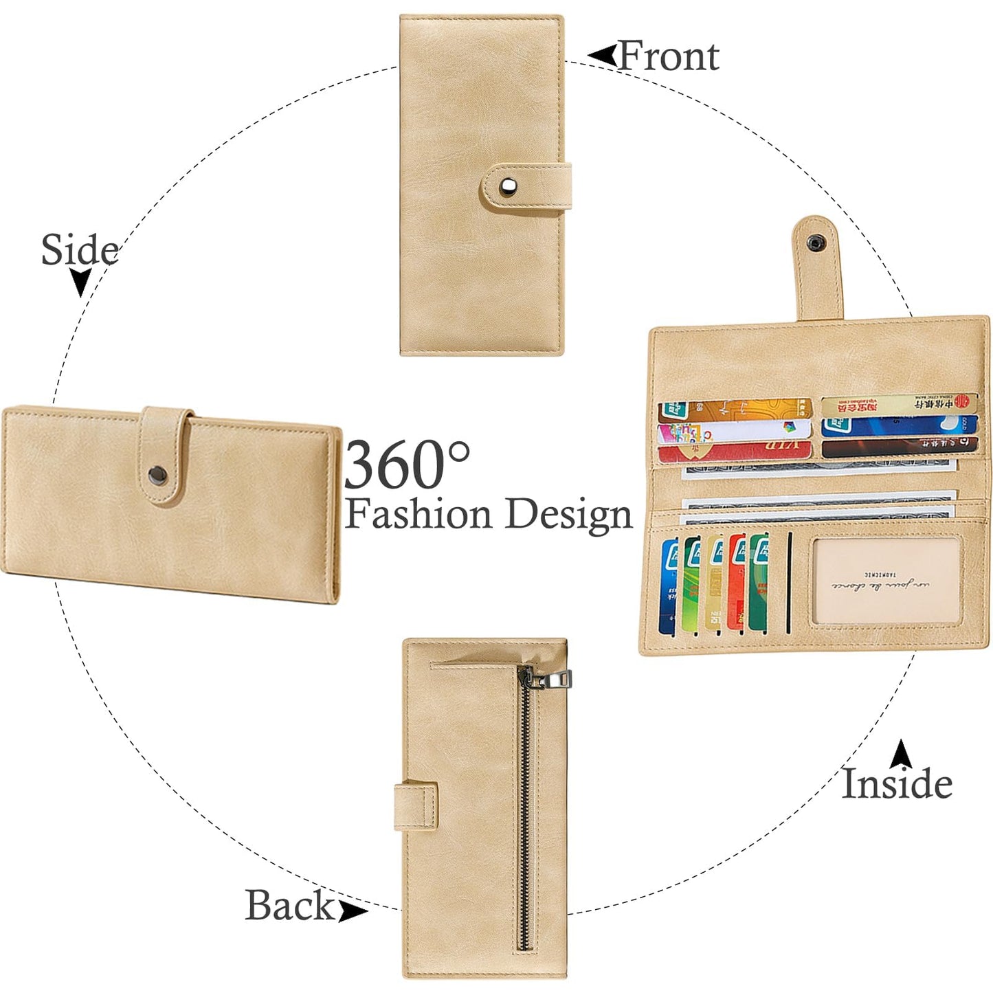 Slim RFID Leather Bifold Wallet Long Card Holder Clutch