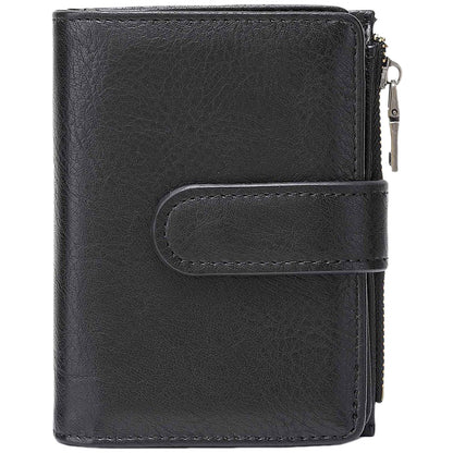 Small RFID Leather Bifold Wallet Coin Pocket Zipper