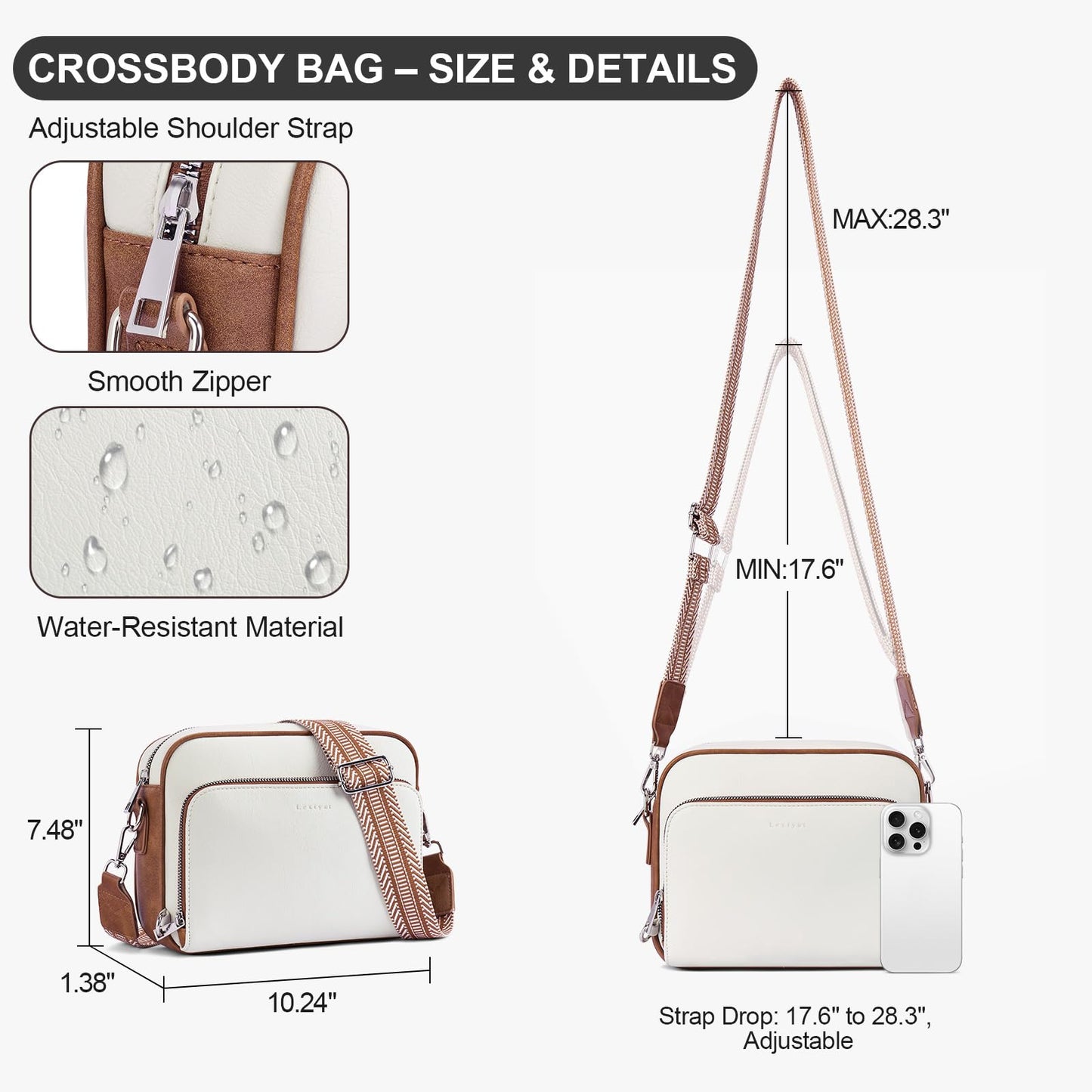 Women Vegan Leather Crossbody Anti-Theft Bag Built Wallet