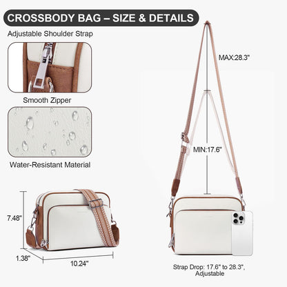 Women Vegan Leather Crossbody Anti-Theft Bag Built Wallet