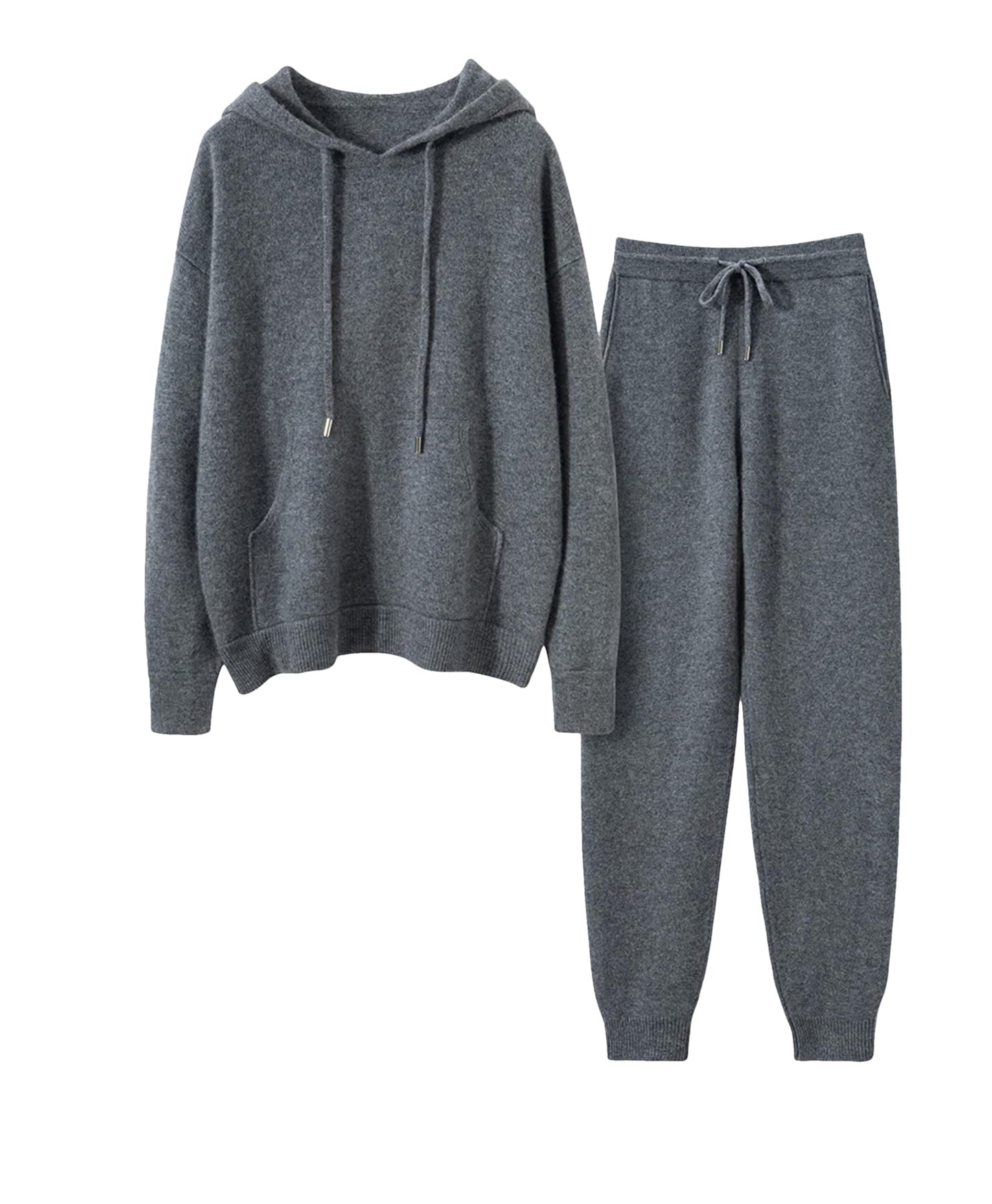 Women Wool Hooded Knit Jogger Set Two Piece Tracksuit