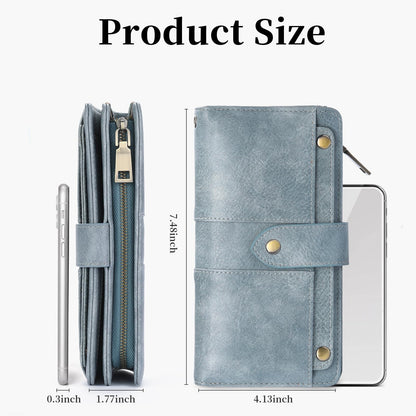 RFID Leather Bifold Wallet Zipper Coin Purse Organizer