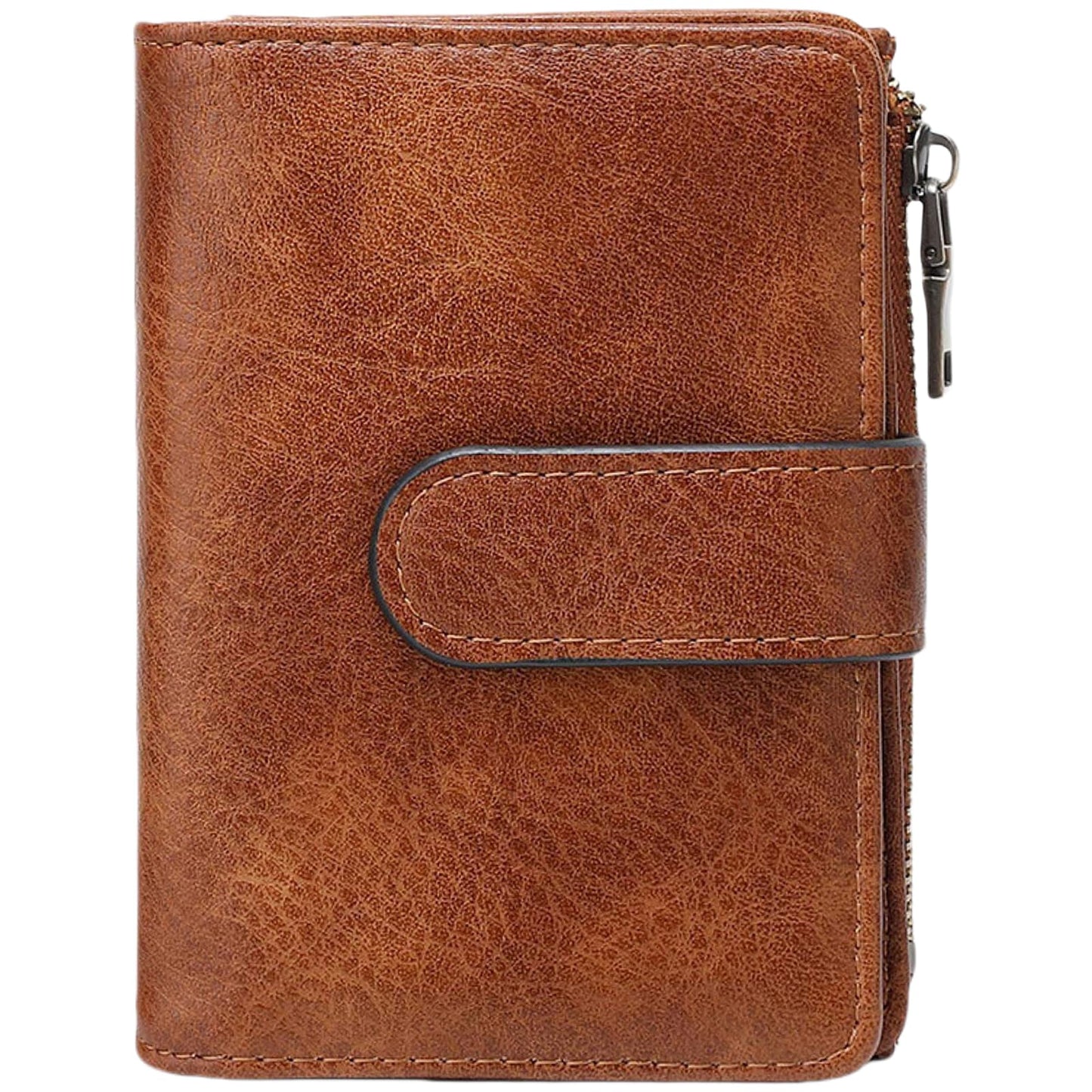Small RFID Leather Bifold Wallet Coin Pocket Zipper