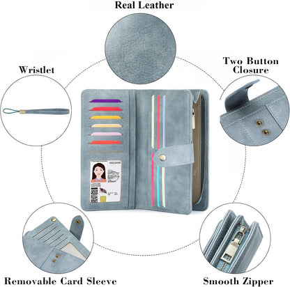 RFID Leather Bifold Wallet Zipper Coin Purse Organizer