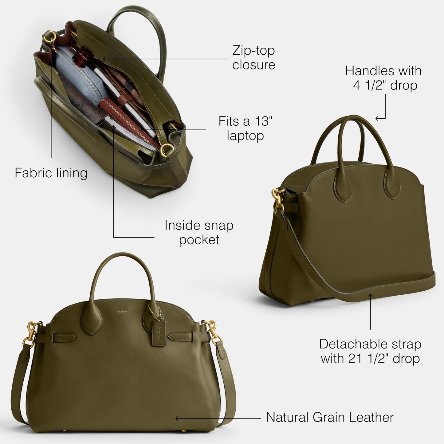 Women Soft Empire Carryall 40 Tote Bag Classic Leather