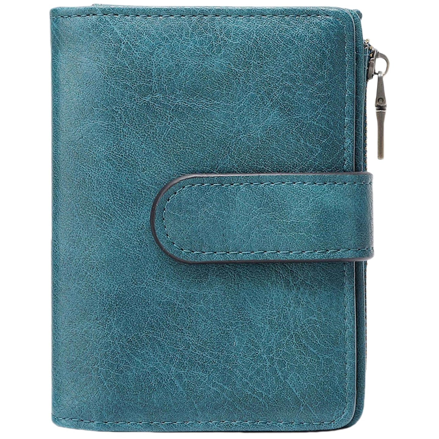 Small RFID Leather Bifold Wallet Coin Pocket Zipper