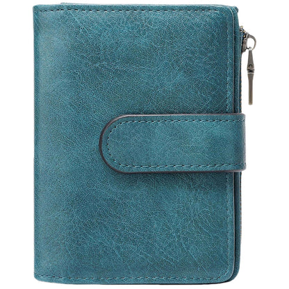 Small RFID Leather Bifold Wallet Coin Pocket Zipper