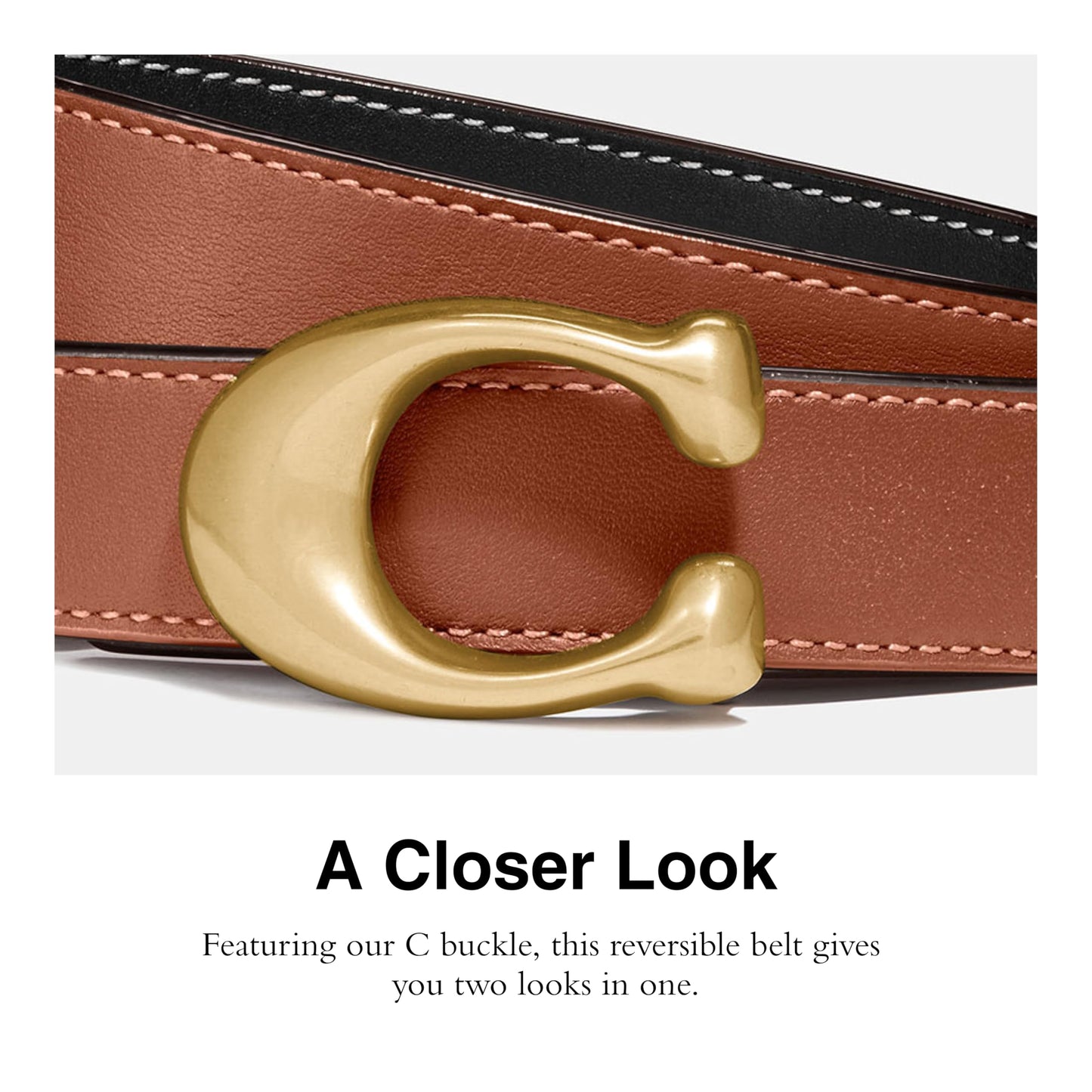 Reversible Sculpted Buckle Leather Belt 25mm Accessory
