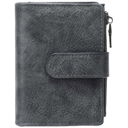 Small RFID Leather Bifold Wallet Coin Pocket Zipper