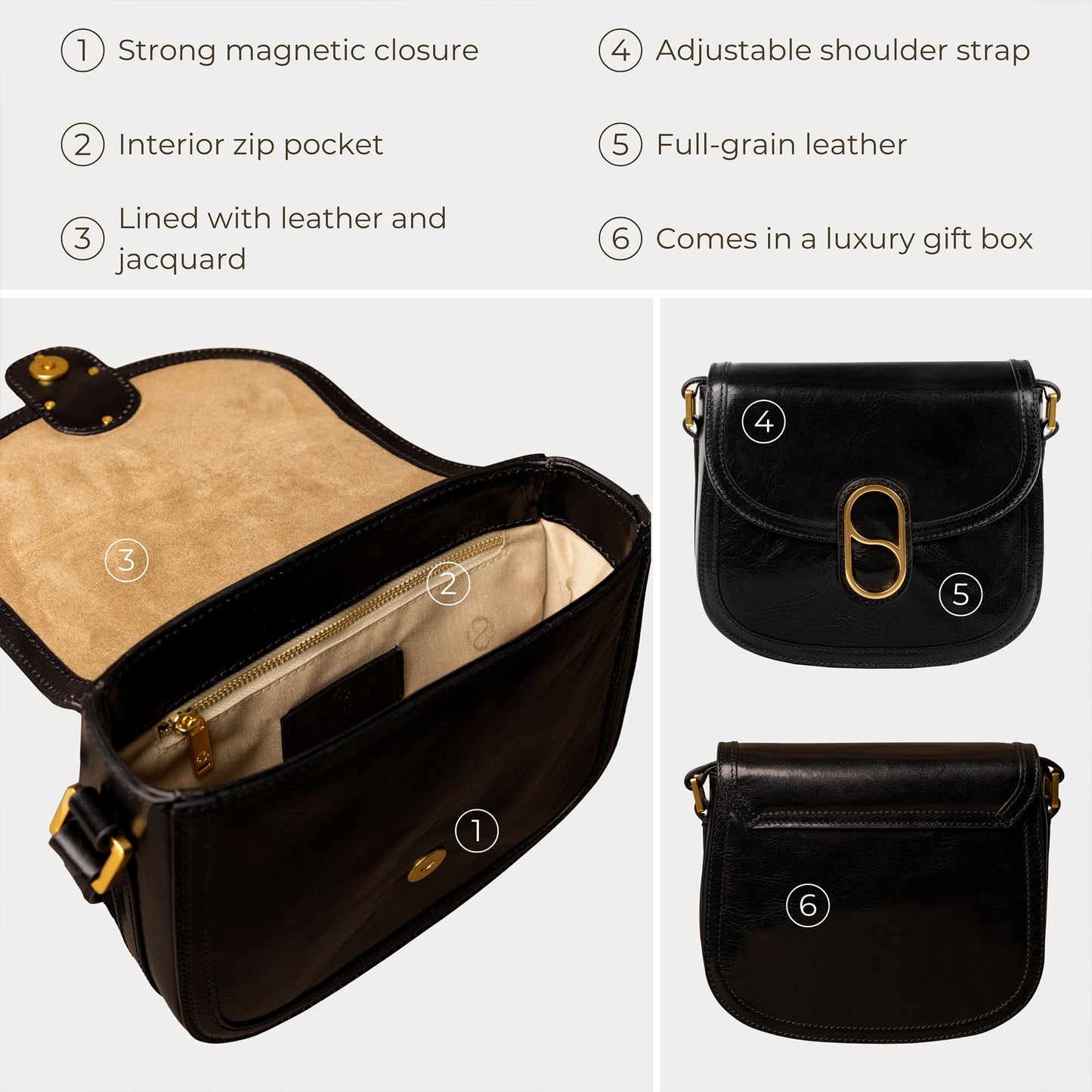 Women Full Grain Leather Crossbody Messenger Bag