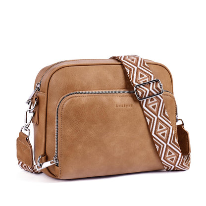 Women Vegan Leather Crossbody Anti-Theft Bag Built Wallet