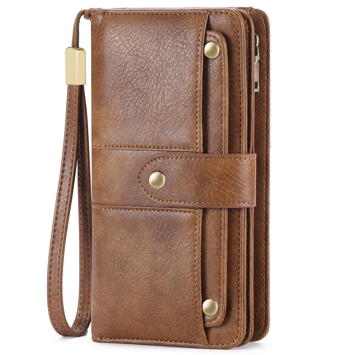 RFID Leather Bifold Wallet Zipper Coin Purse Organizer