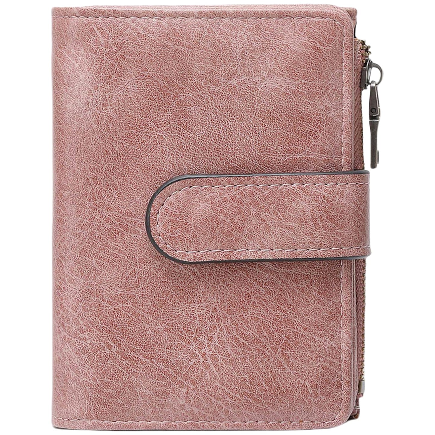 Small RFID Leather Bifold Wallet Coin Pocket Zipper
