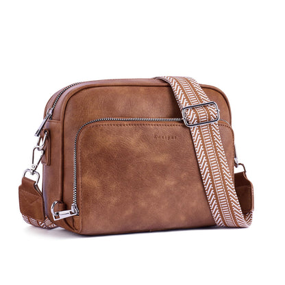 Women Vegan Leather Crossbody Anti-Theft Bag Built Wallet