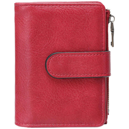Small RFID Leather Bifold Wallet Coin Pocket Zipper